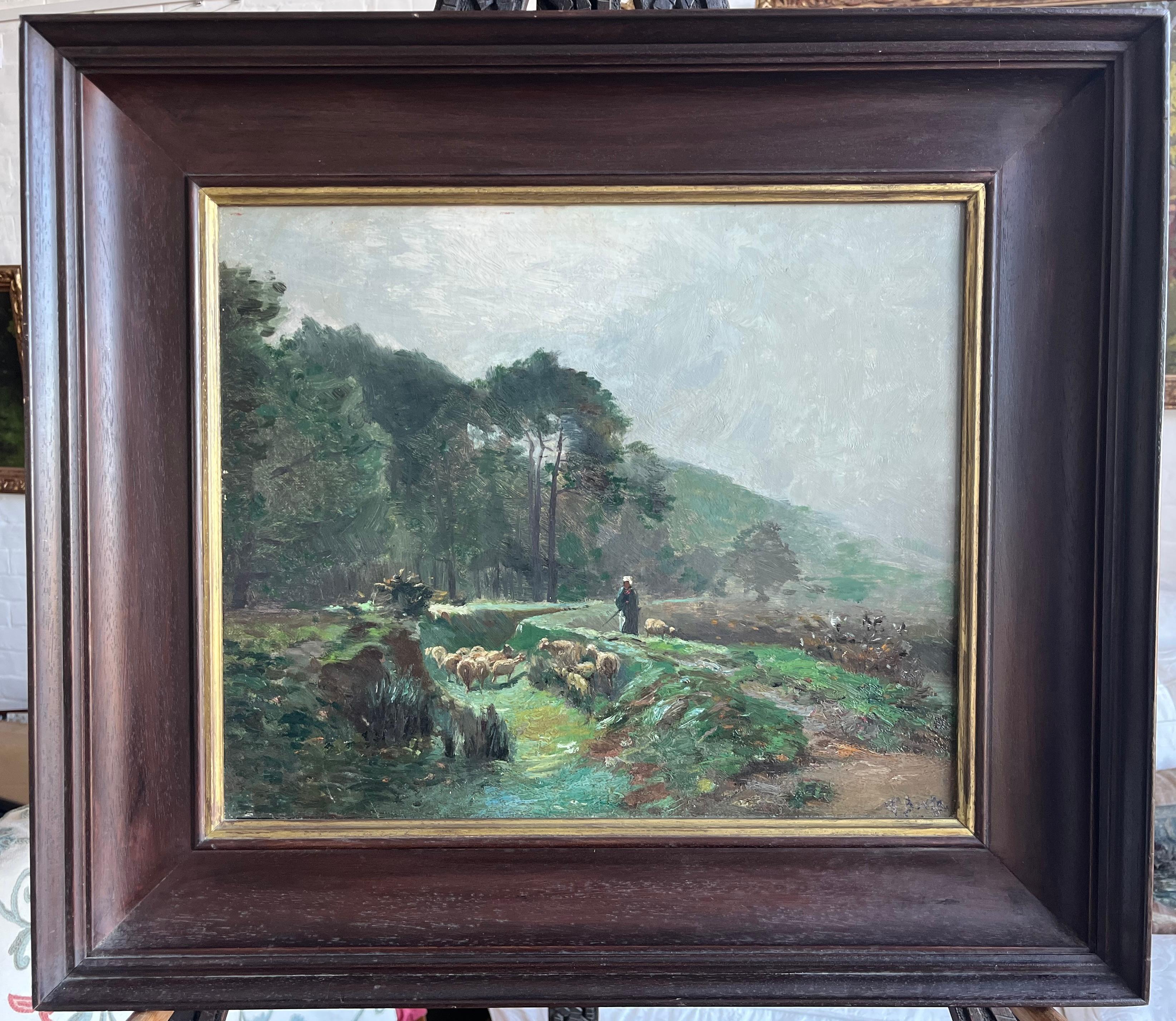 Impressionistisches Ölgemälde von George Boyle, Barbizon School of Sheep grazing, Barbizon im Angebot 5