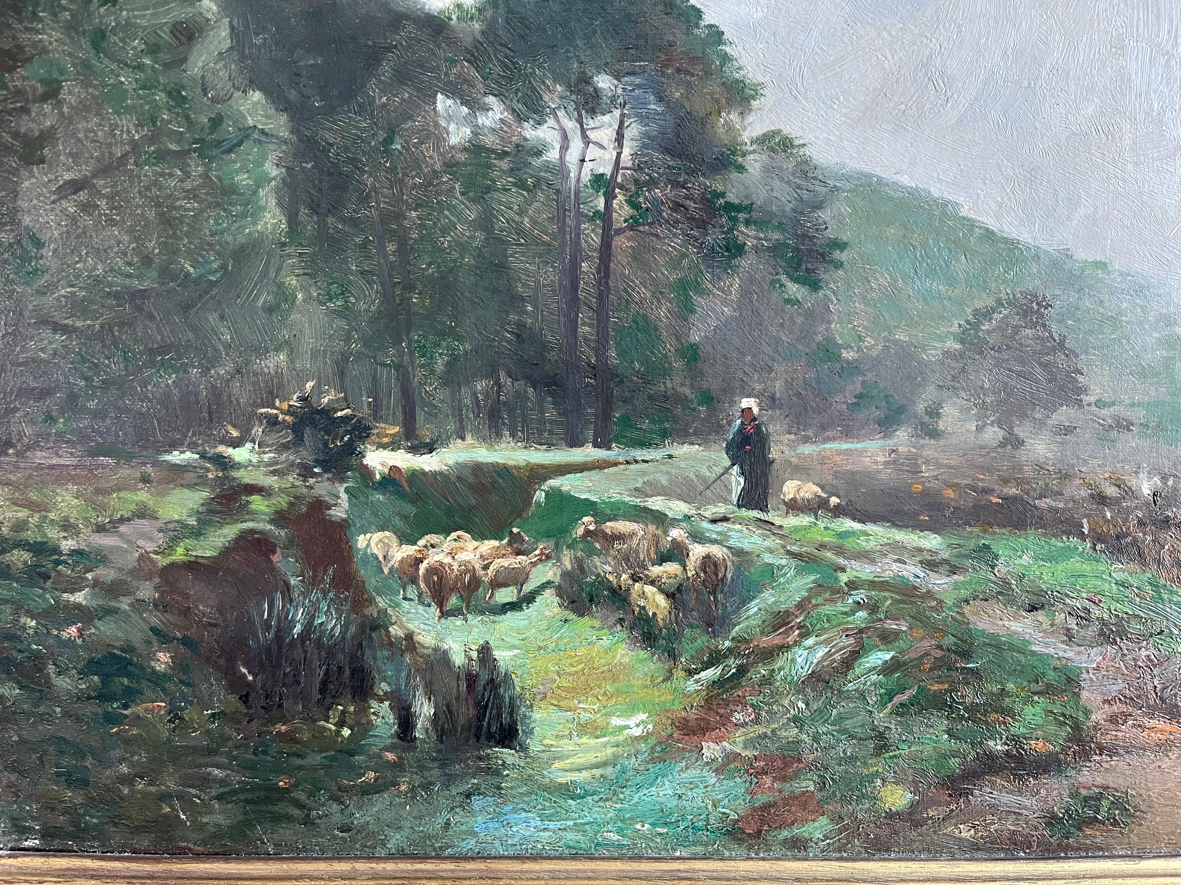 Impressionistisches Ölgemälde von George Boyle, Barbizon School of Sheep grazing, Barbizon im Angebot 6
