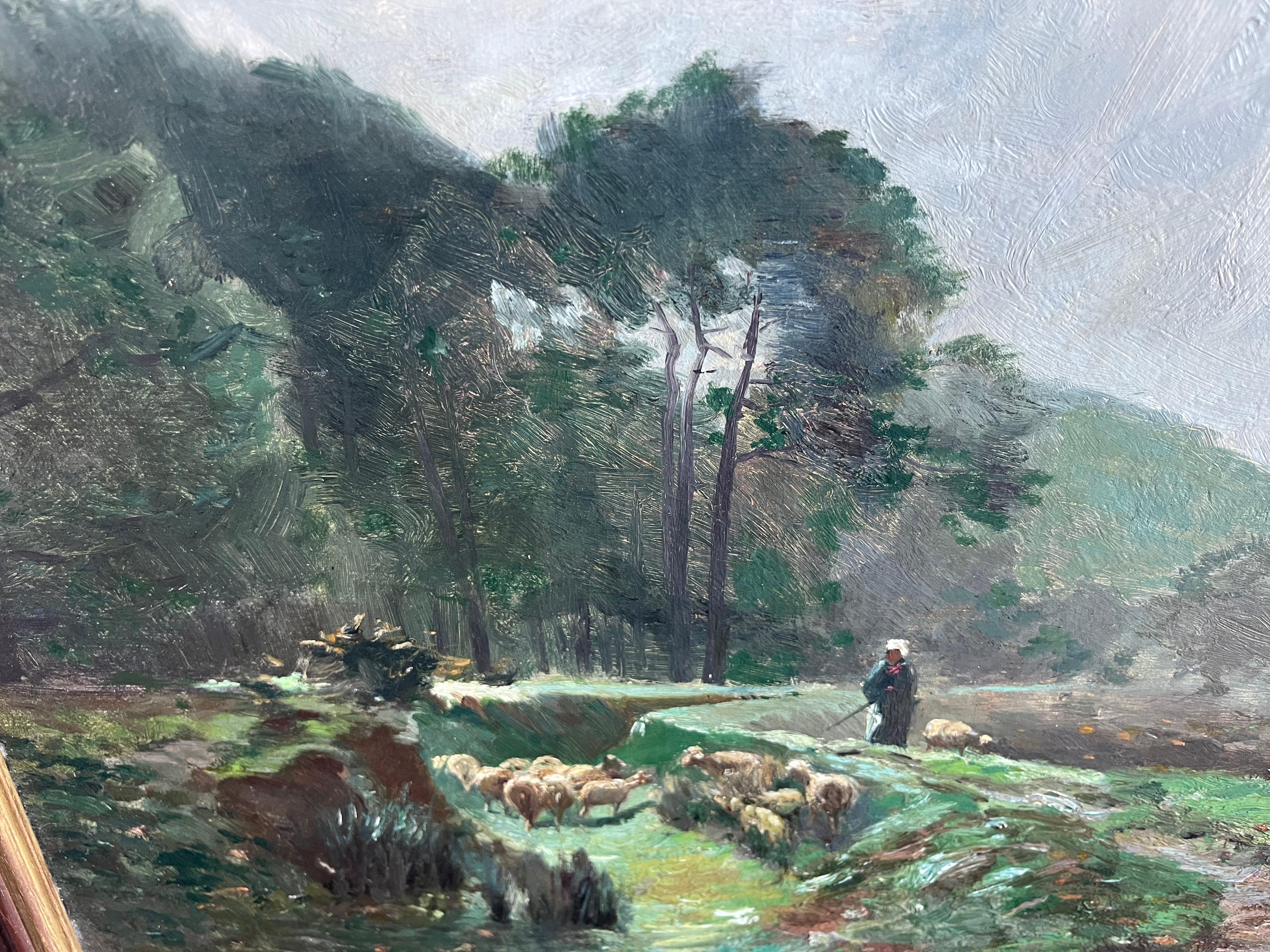 Impressionistisches Ölgemälde von George Boyle, Barbizon School of Sheep grazing, Barbizon im Angebot 7