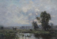 The Country River By George Boyle Oil Painting, Impressionist, Framed, 1900-1909