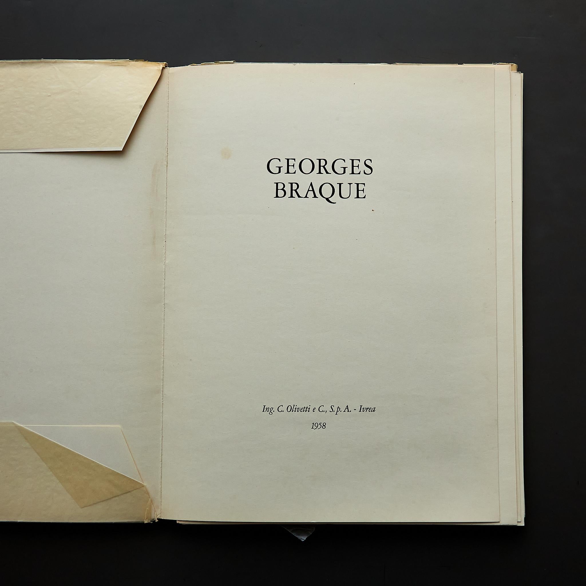 'George Braque' book by Ing. C. Olivetti e C., S.p.A. - Ivrea.

Manufactured in France, 1958

Materials:
Paper

Dimensions: 
D 1 cm x W 29 cm x H 39 cm

In good original condition, with consistent with age and use, preserving a beautiful patina with