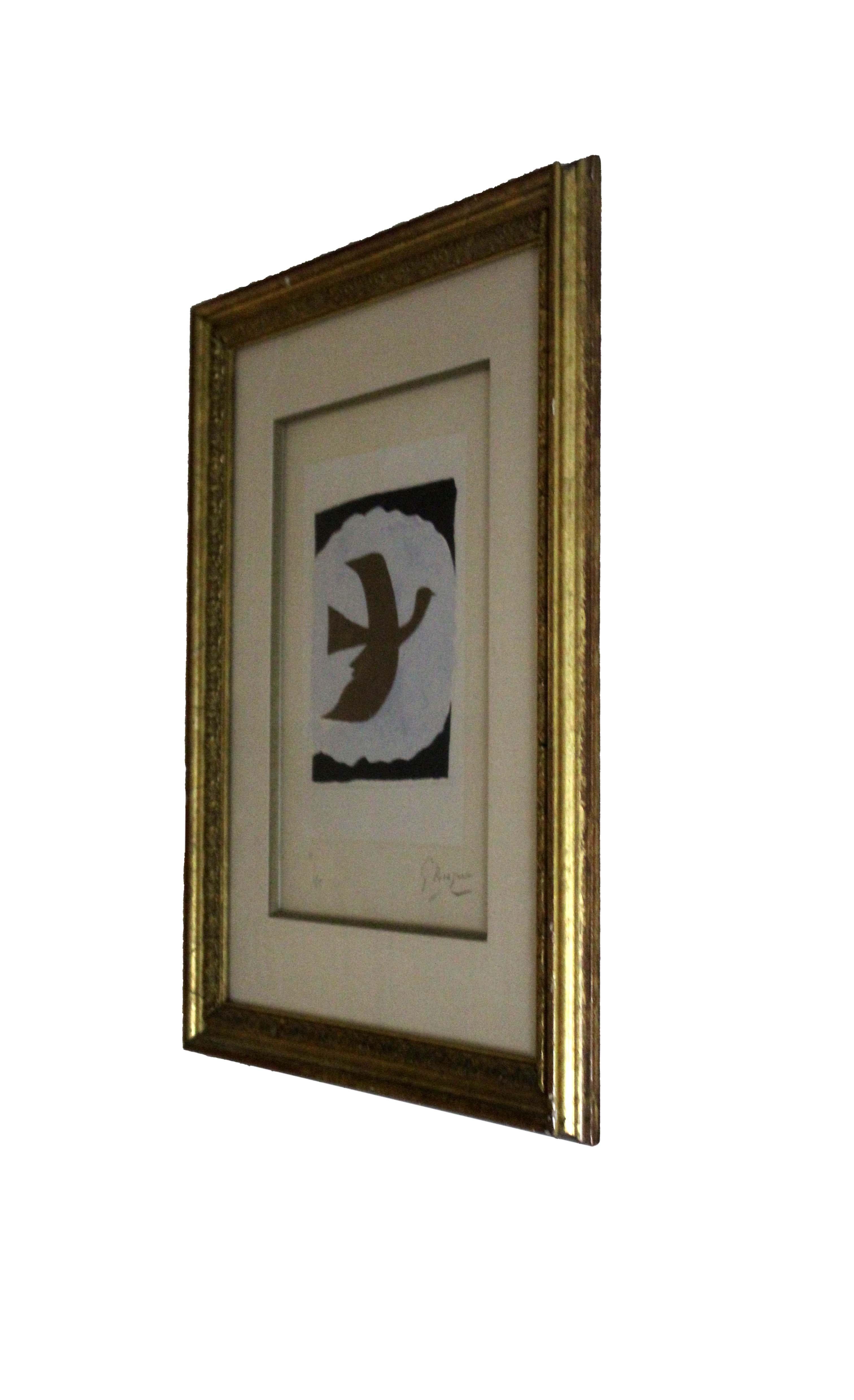 George Braque Oiseau Bistre 1960 Signed Modern Lithograph 11/75 Framed In Good Condition In Keego Harbor, MI