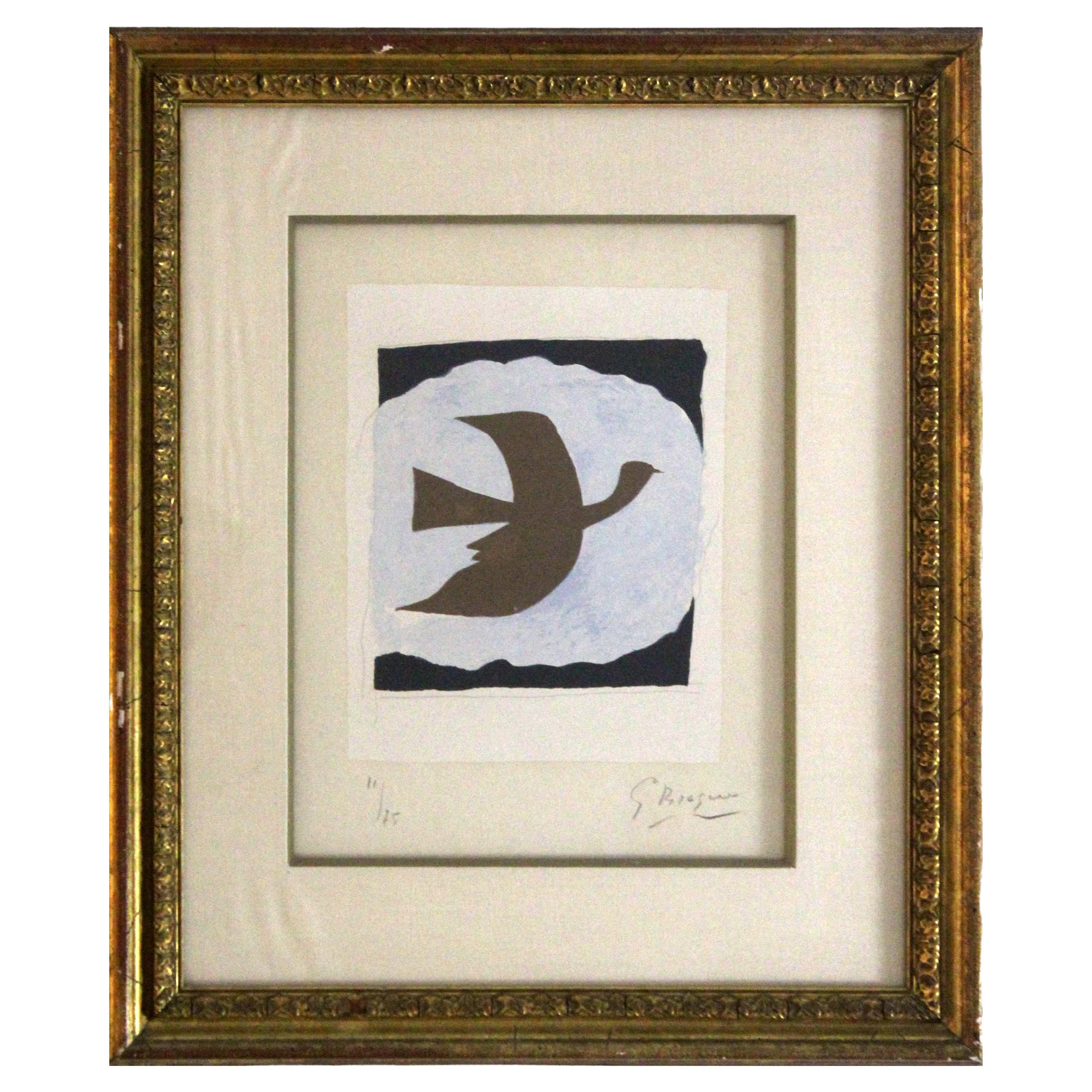 George Braque Oiseau Bistre 1960 Signed Modern Lithograph 11/75 Framed