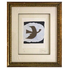 Vintage George Braque Oiseau Bistre 1960 Signed Modern Lithograph 11/75 Framed