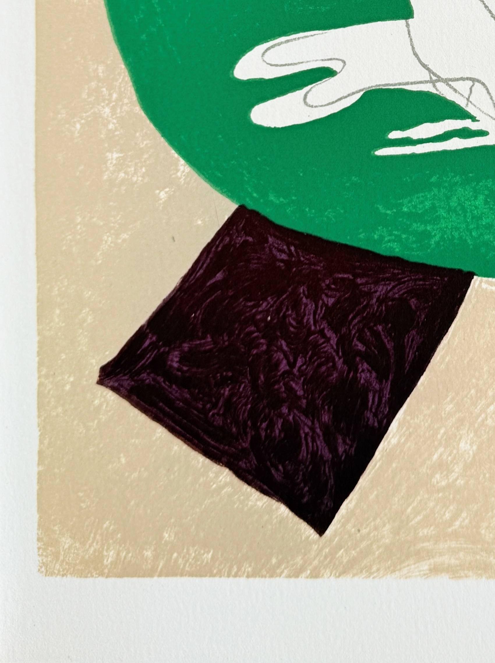 Colombe sur fond vert - Print Beige di George Braque