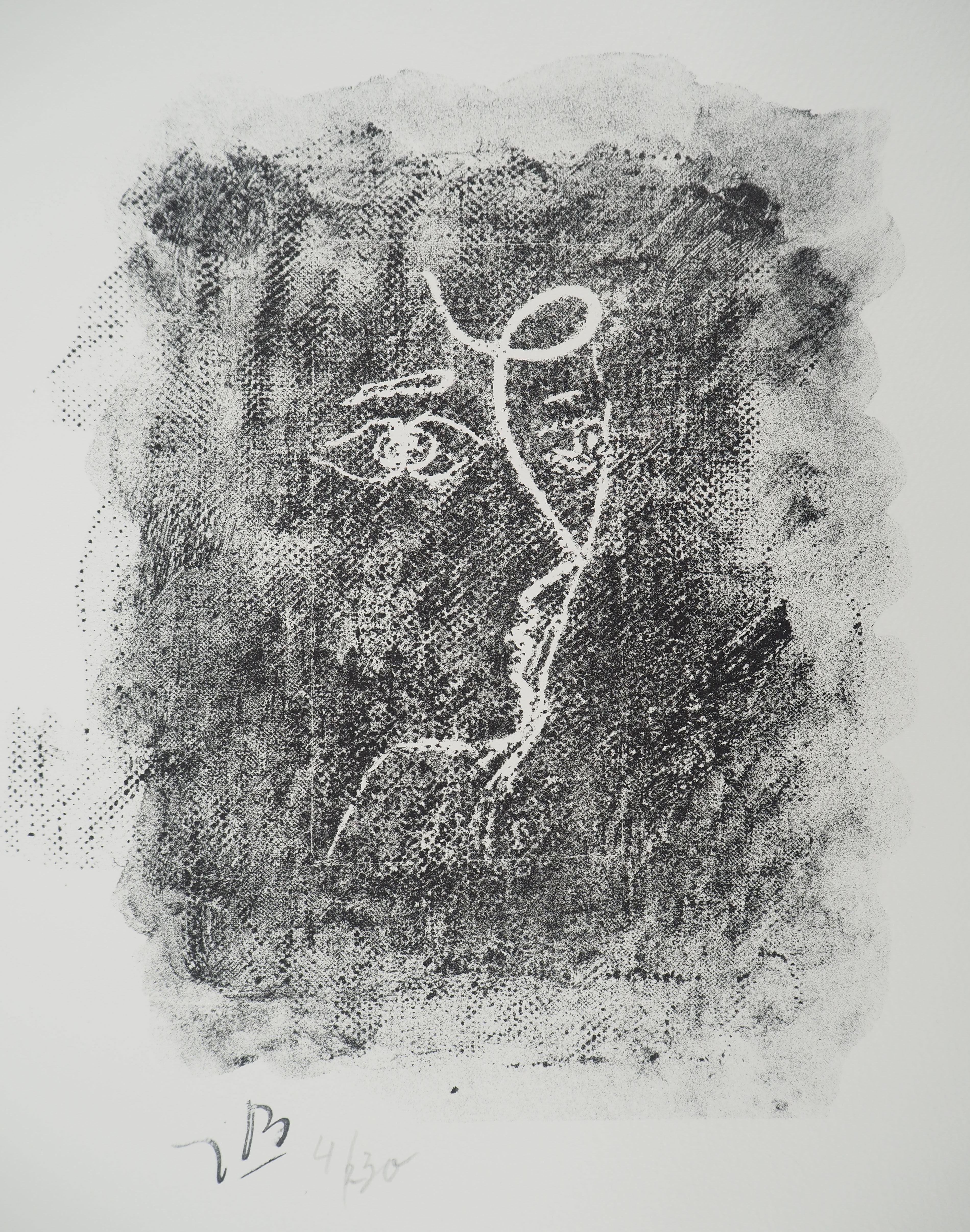 Profilo cubista in grigio - Litografia originale, firmata (Vallier #153) - Print di George Braque