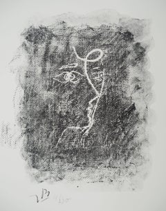 Profilo cubista in grigio - Litografia originale, firmata (Vallier #153)