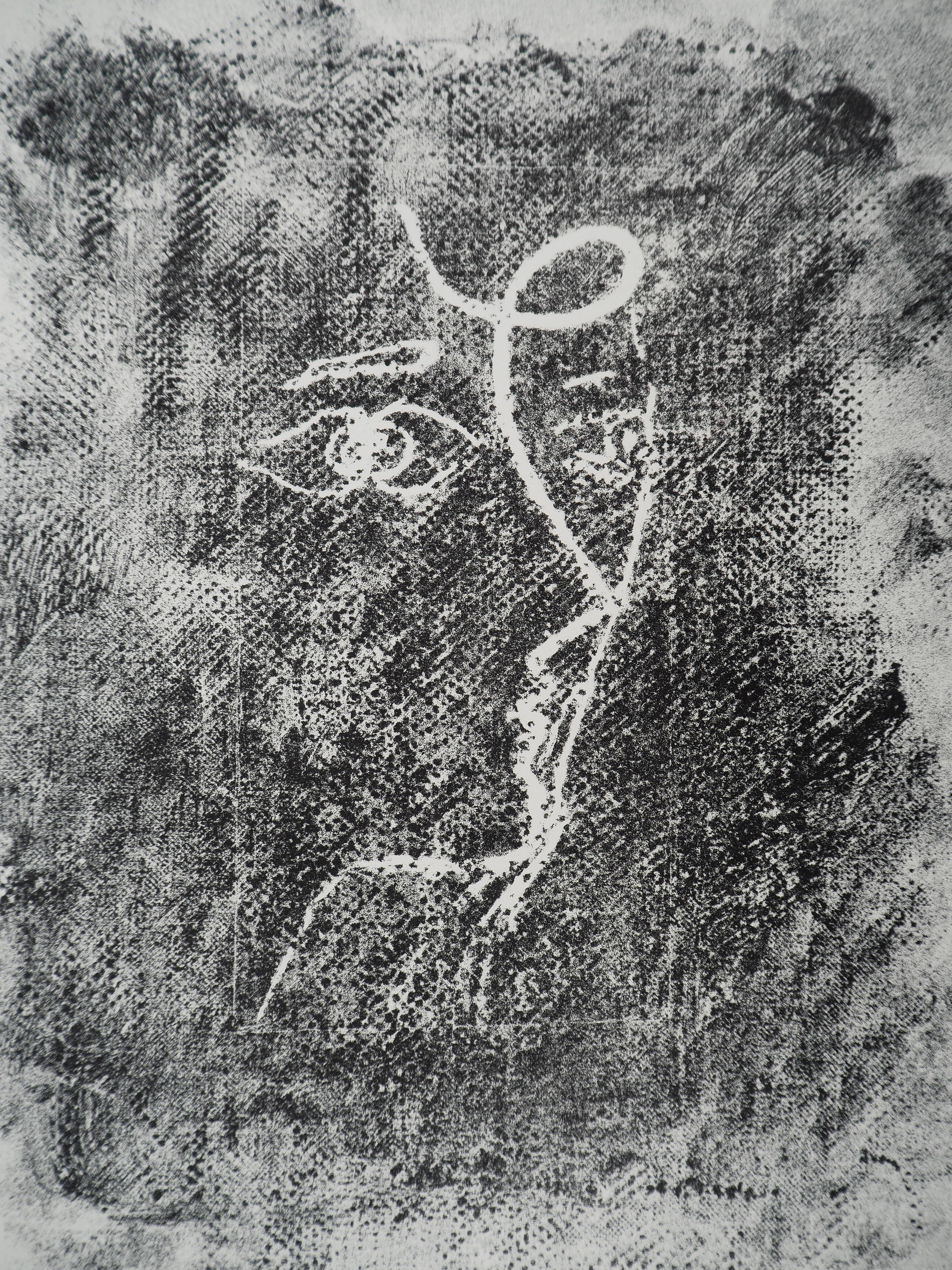 Profilo cubista in grigio - Litografia originale, firmata (Vallier #153) - Print Cubismo di George Braque