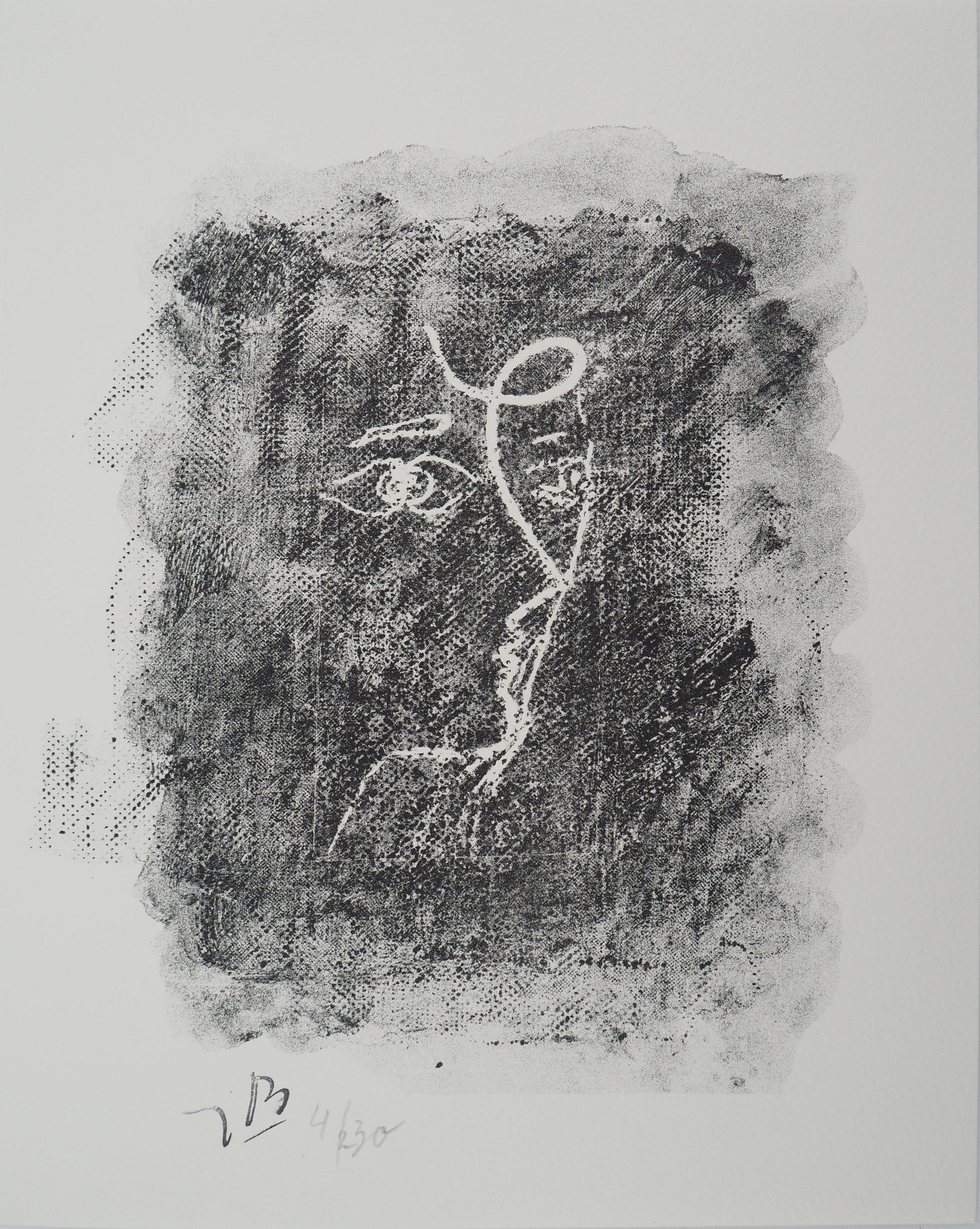 Portrait Print di George Braque - Profilo cubista in grigio - Litografia originale, firmata (Vallier #153)