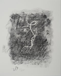 Perfil cubista en gris - Litografía original, Firmada (Vallier #153)