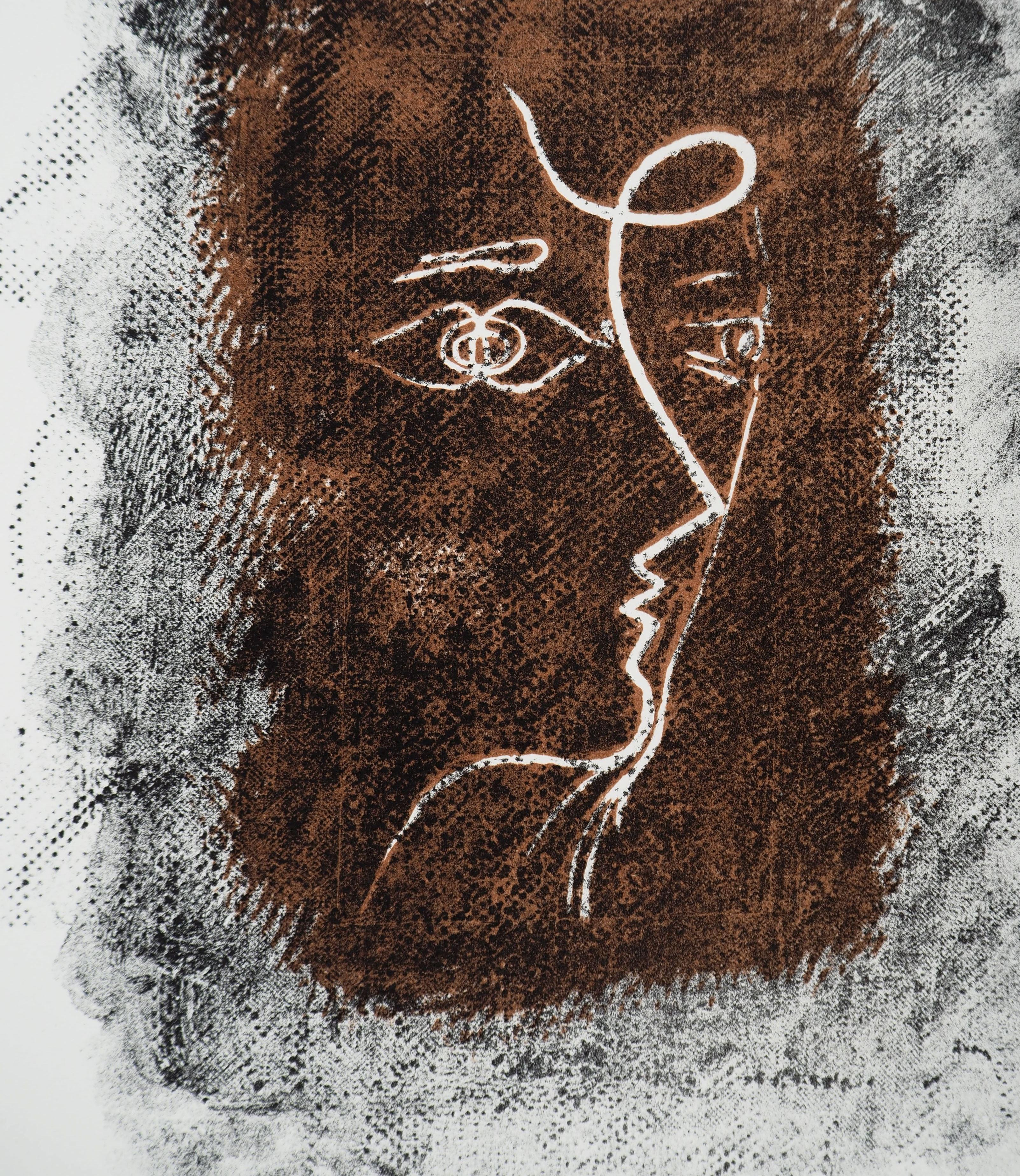 Profilo cubista - Litografia originale, firmata (Vallier #153) - Print Cubismo di George Braque