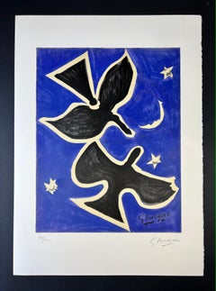 Georges Braque ( 1882 – 1963 ) – Deux Oiseaux – hand-signed lithograph on Arches