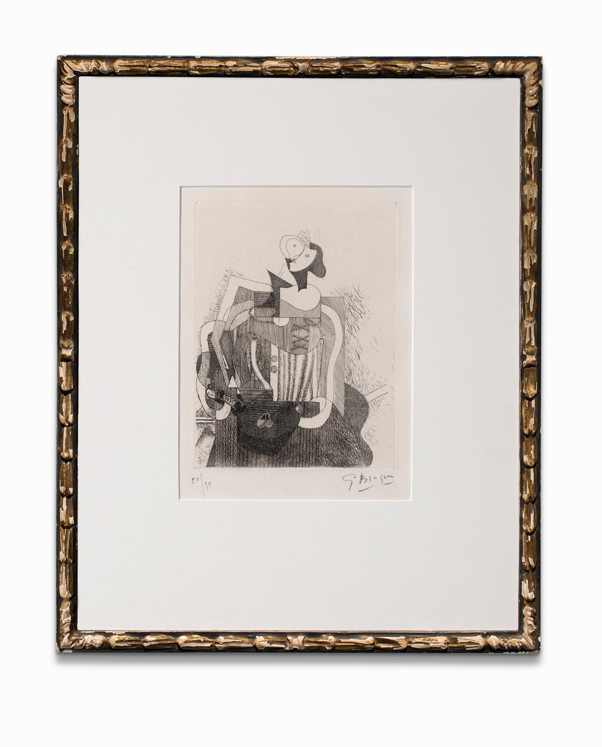 George Braque Abstract Print - "La Femme Assise", Cubist Etching, Signed and Numbered in Pencil by the Artist