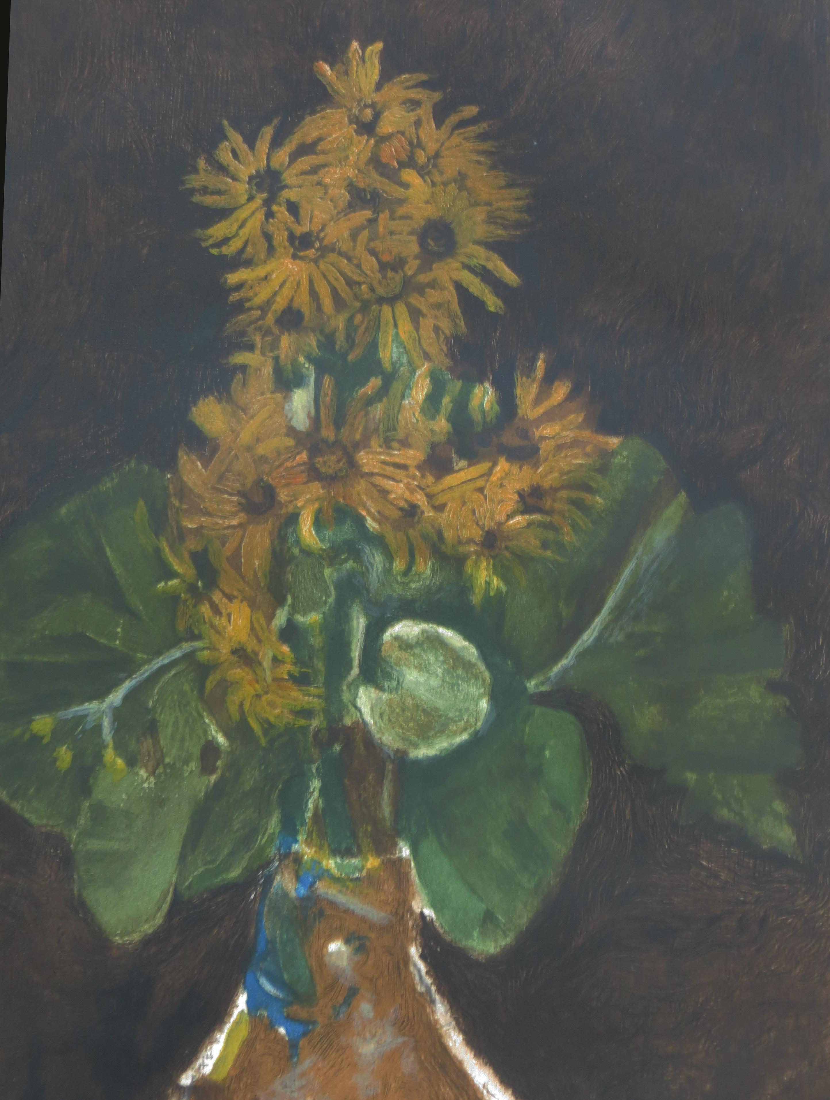 Les Marguerites (Daisies)  - Brown Still-Life Print by George Braque