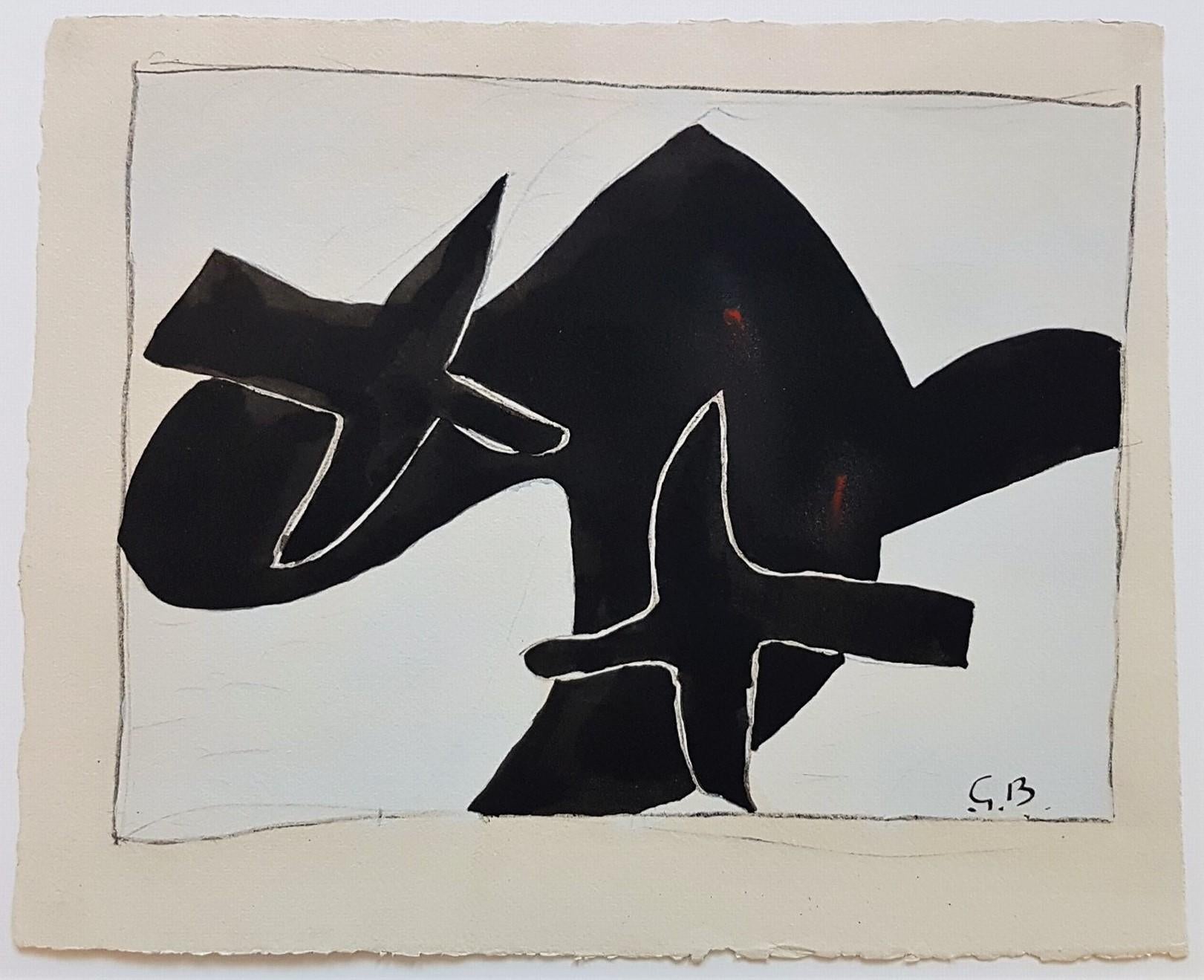George Braque Figurative Print - Les Oiseaux Noirs from the Espace Portfolio