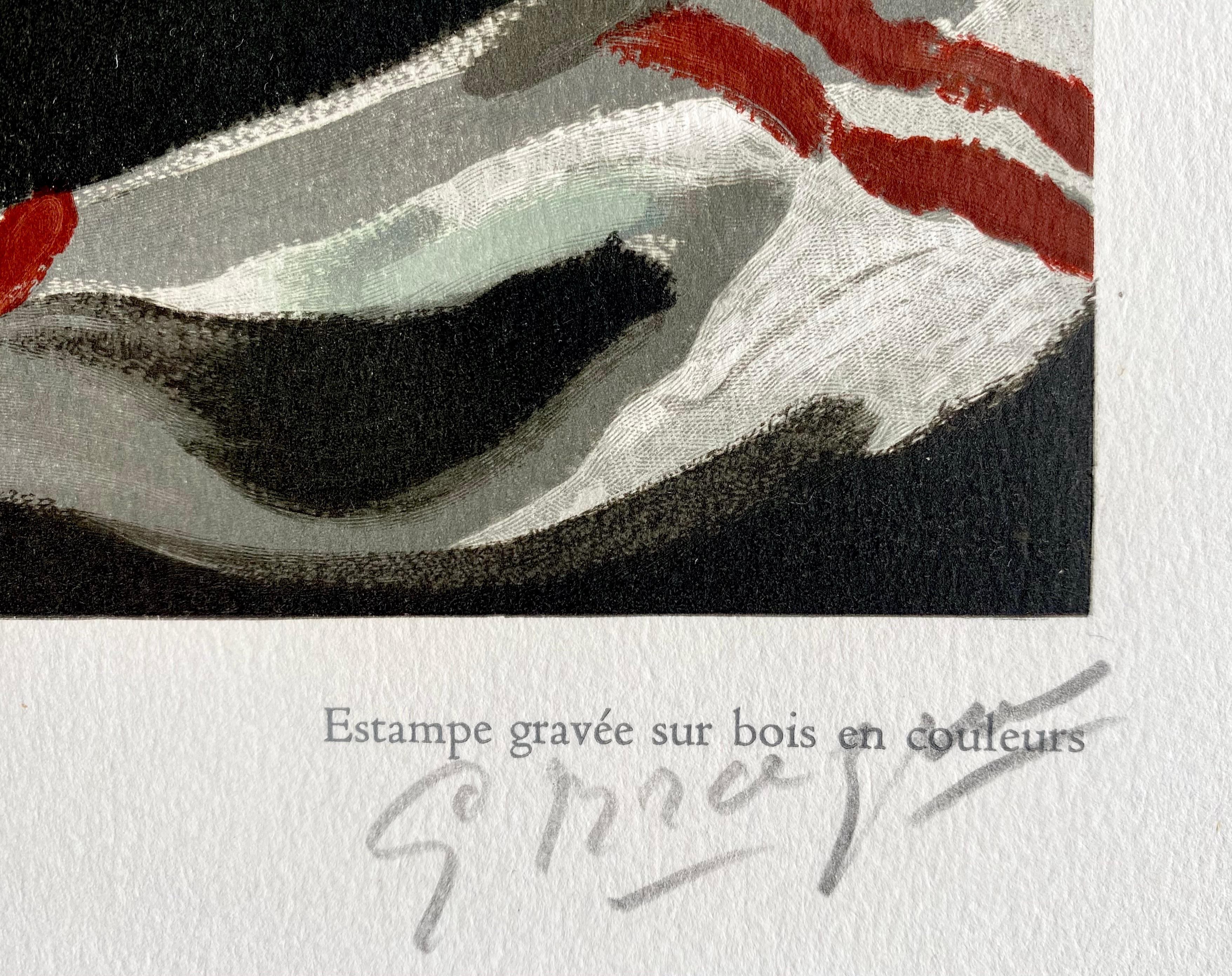 Nature Morte aux Huitres (Schwarz), Still-Life Print, von George Braque
