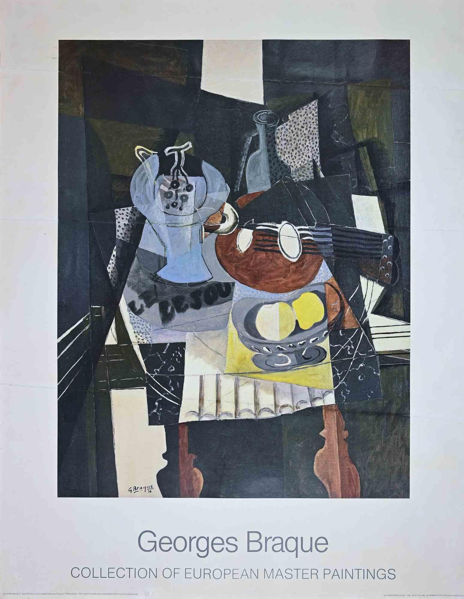 Stillleben mit Mandolin – Offsetplakat nach George Braque – 1986