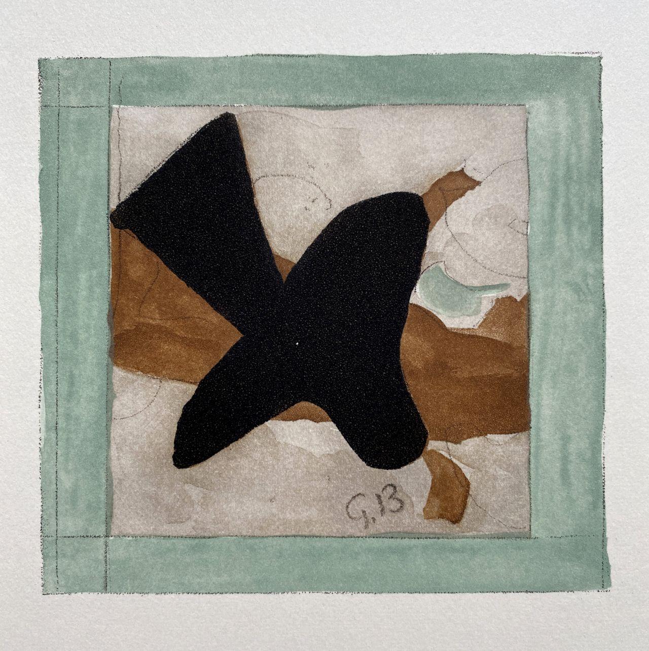 The Bird - Etching Signed in the Plate - 1965 (Orozco #783) - Gray Abstract Print by George Braque