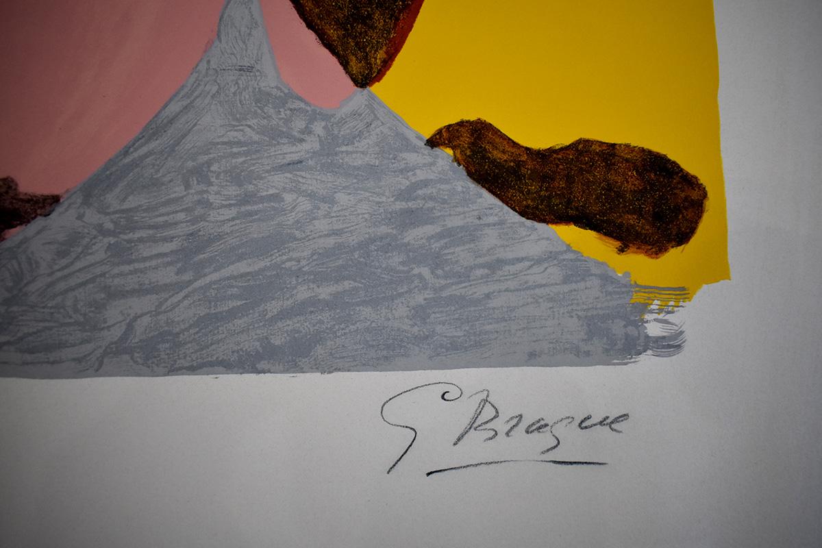 The Equinox  L’Equinoxe - French Birds Abstract - Brown Abstract Print by George Braque