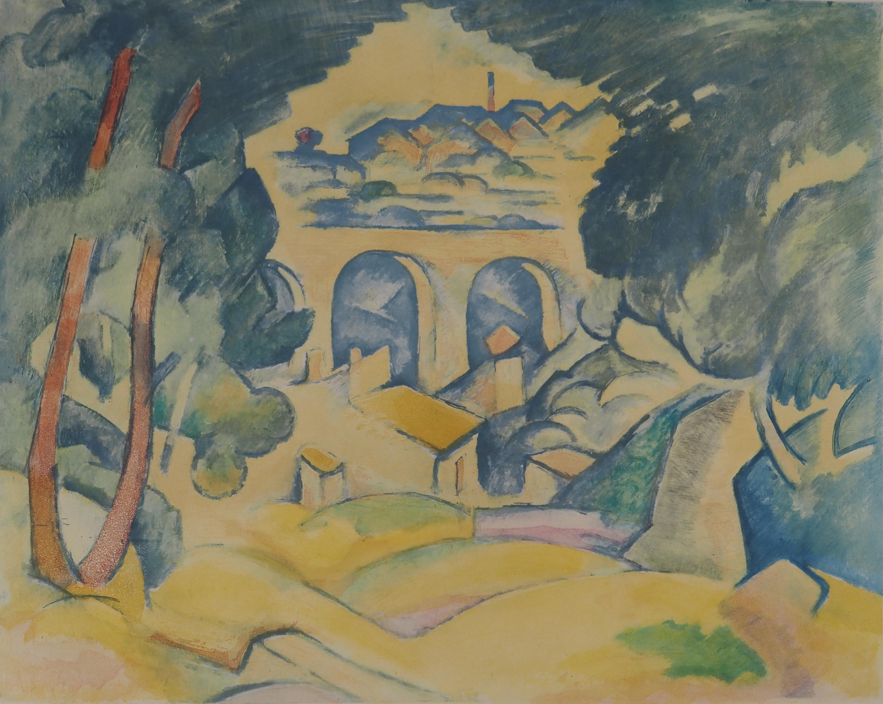 Tribute to Cezanne: Estaque Bridge – Original-Radierung, SIGNED (Orozco #776) (Moderne), Print, von George Braque