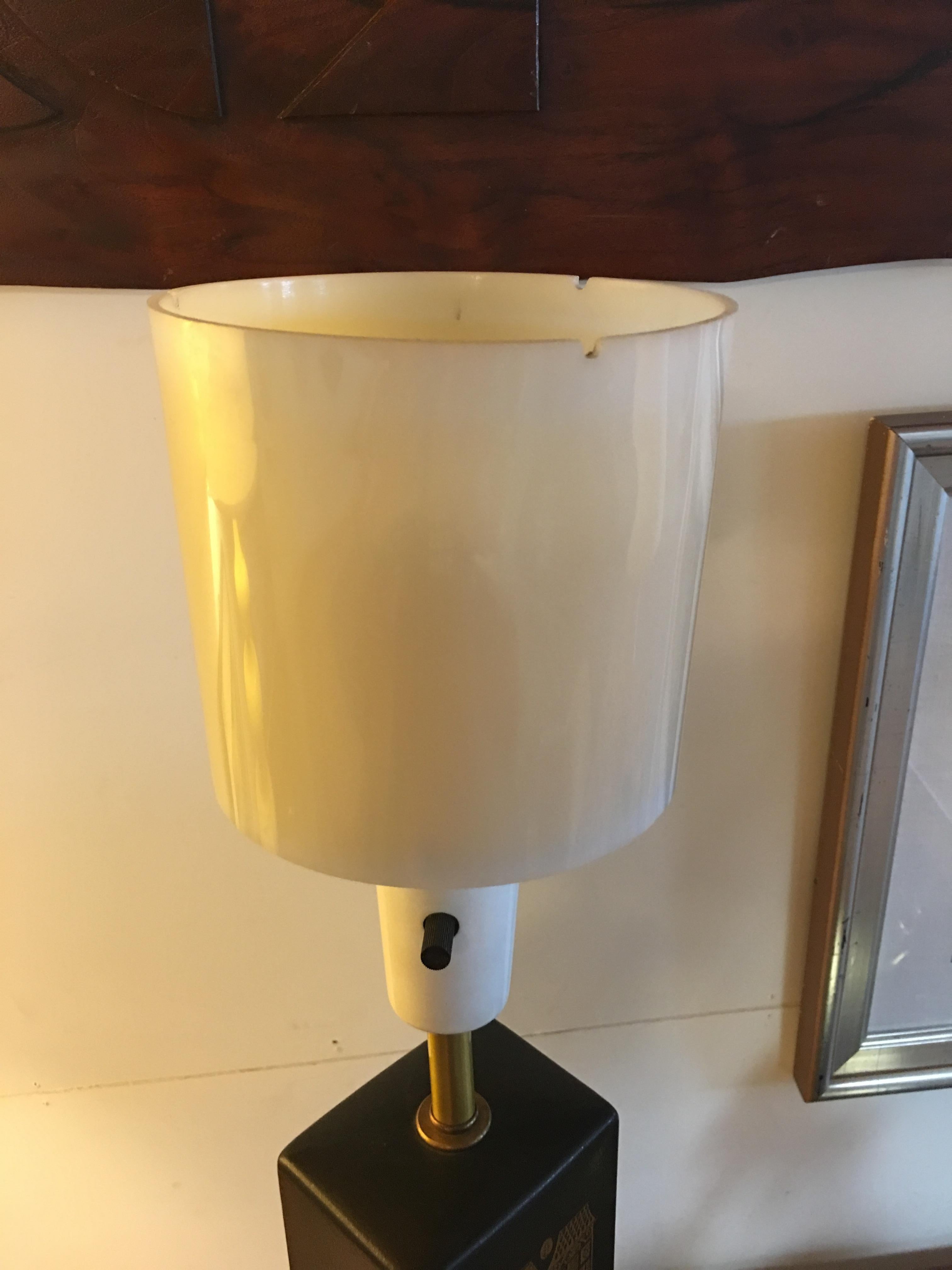 George Briard 1960s Black and Gold Ceramic Table Lamp 1