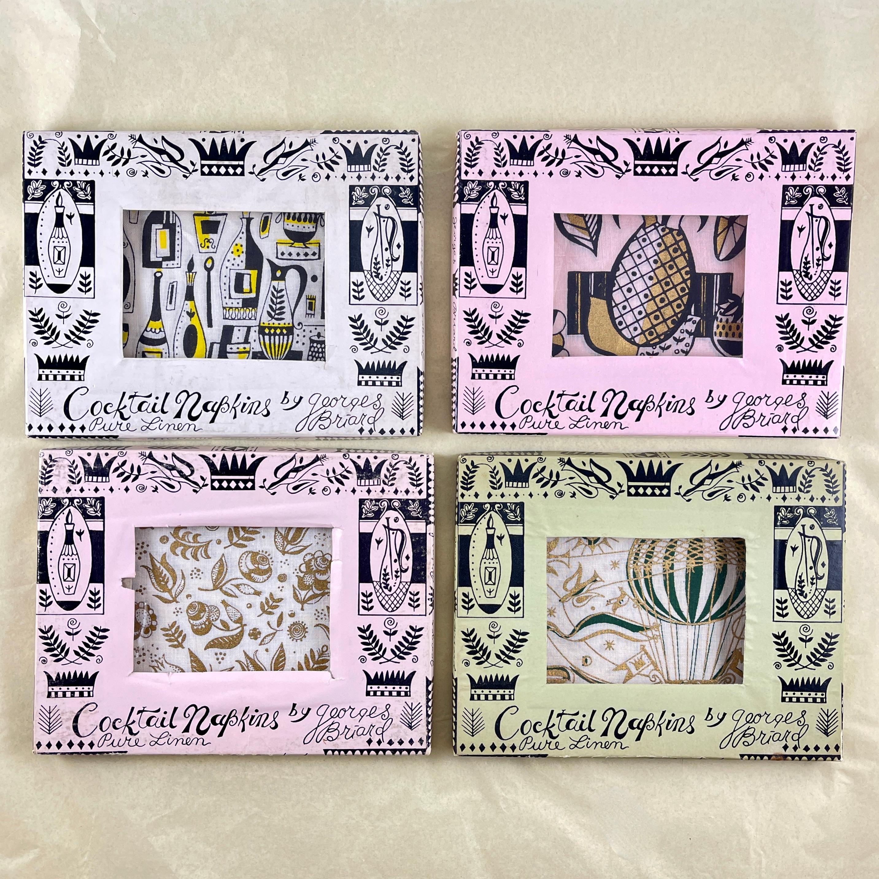 Napkins de cocktail George Briard -Twixt the Nip & the Lib, S/8 Boxed en vente 4