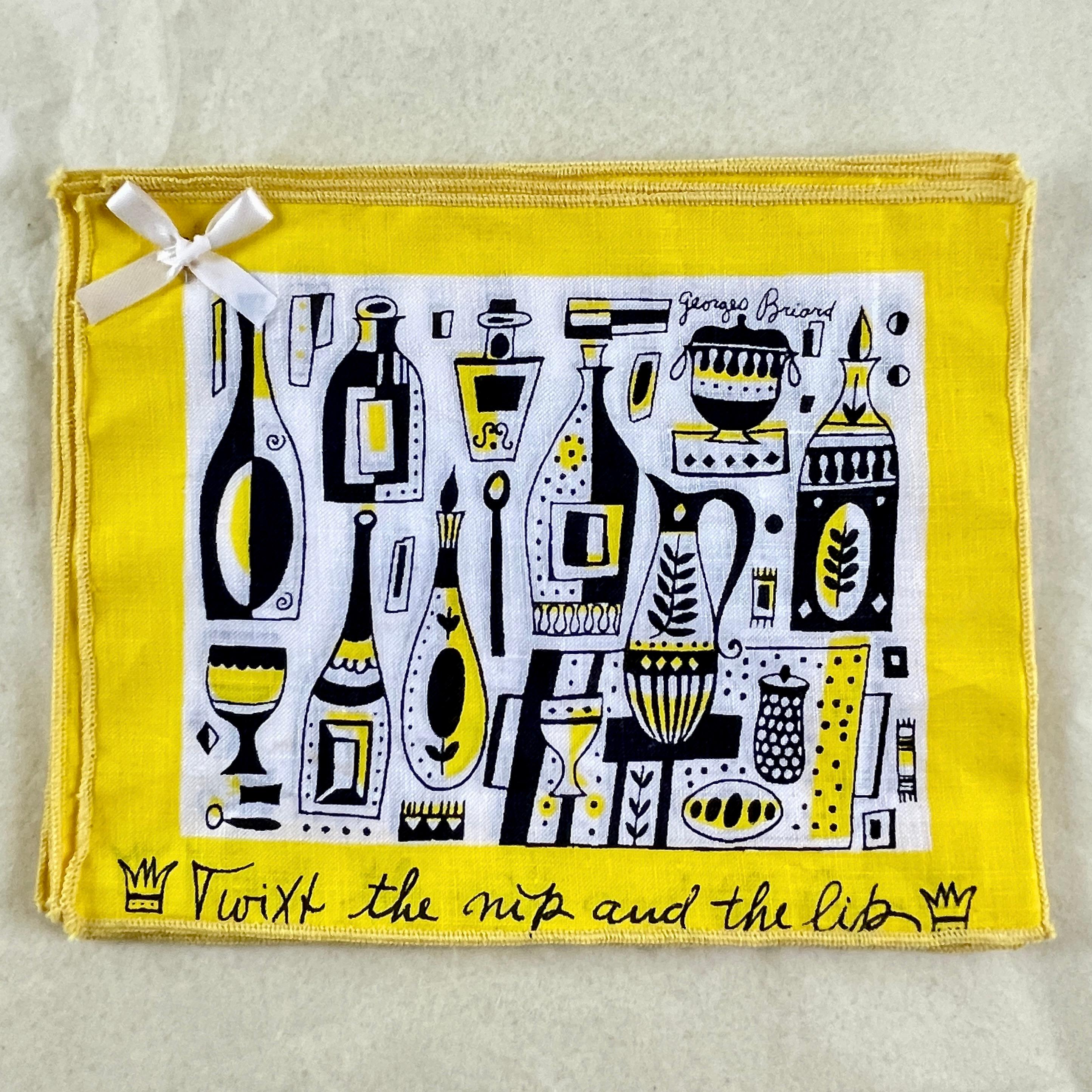 Mid-Century Modern George Briard Cocktail Napkins -Twixt the Nip & the Lib, S/8 Boxed For Sale