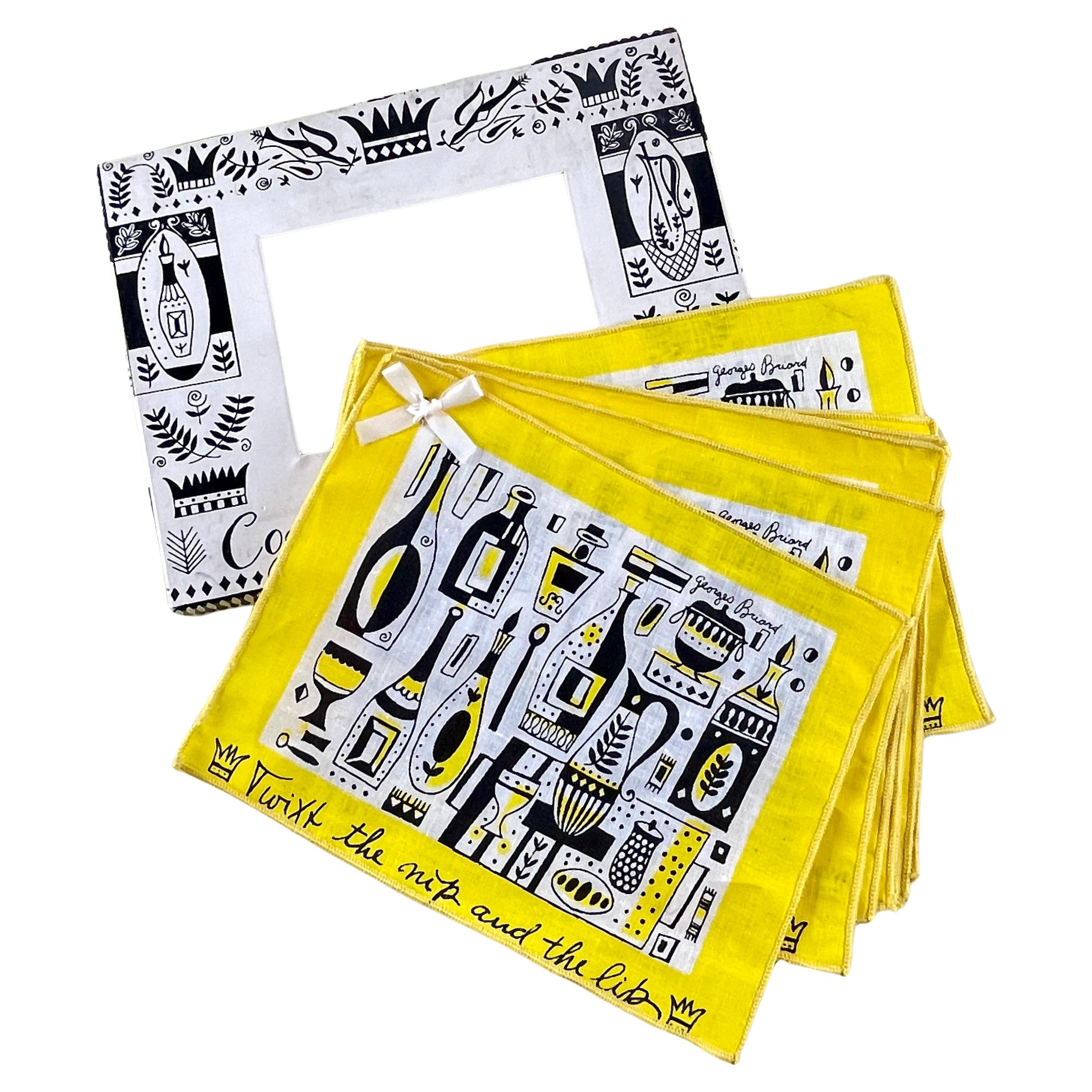 George Briard Cocktail Napkins -Twixt the Nip & the Lib, S/8 Boxed For Sale