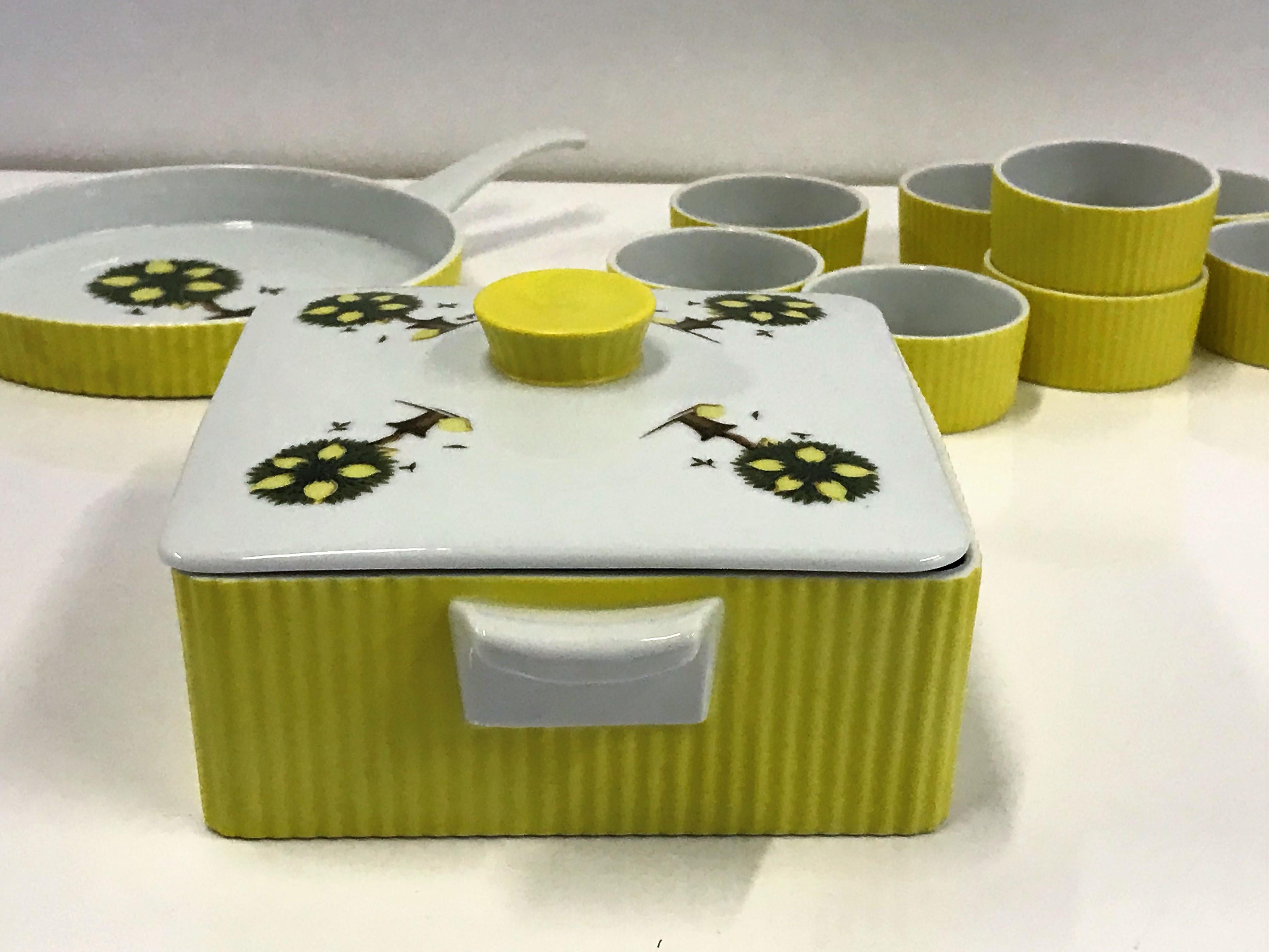 American George Briard Mid-Century Modern Oven to Table Lemon Tree Serving Dishes, 1960s