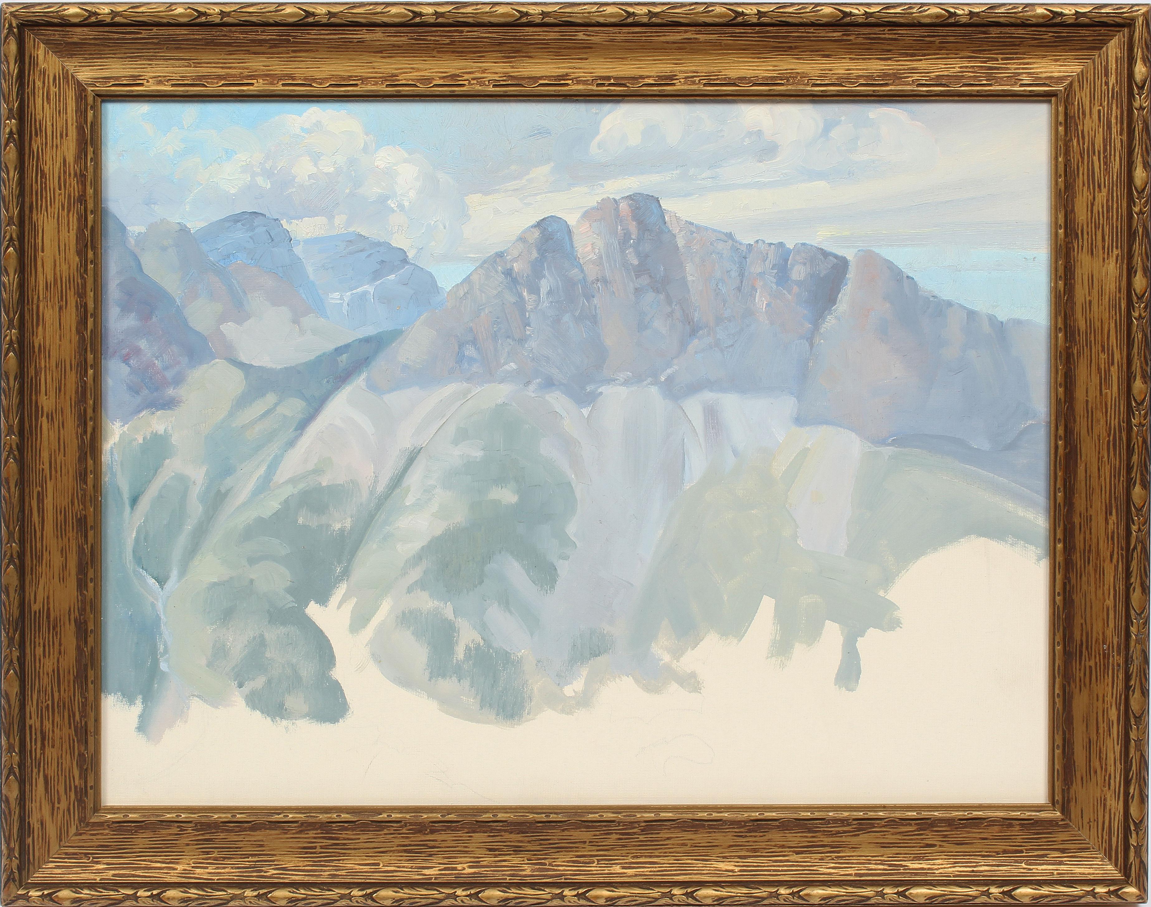 George Browne Landscape Painting - American Impressionist Panoramic Mountain Sketch Landscape & Sky Study Painting