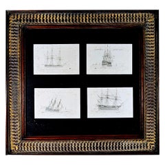 Dibujos a lápiz de barcos de la Marina Real Británica por George Bryant Campion