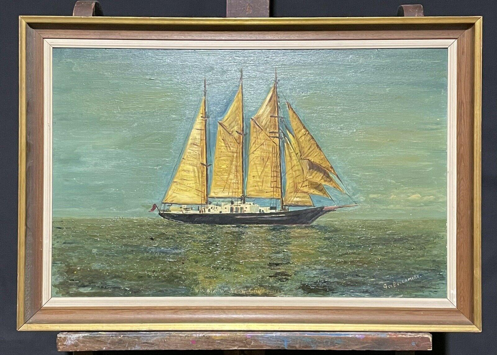VINTAGE ENGLISH MARINE OIL PAINTING - PORTRAIT OF SIR WINSTON CHURCHILL YACHT - Painting by George Bullamore