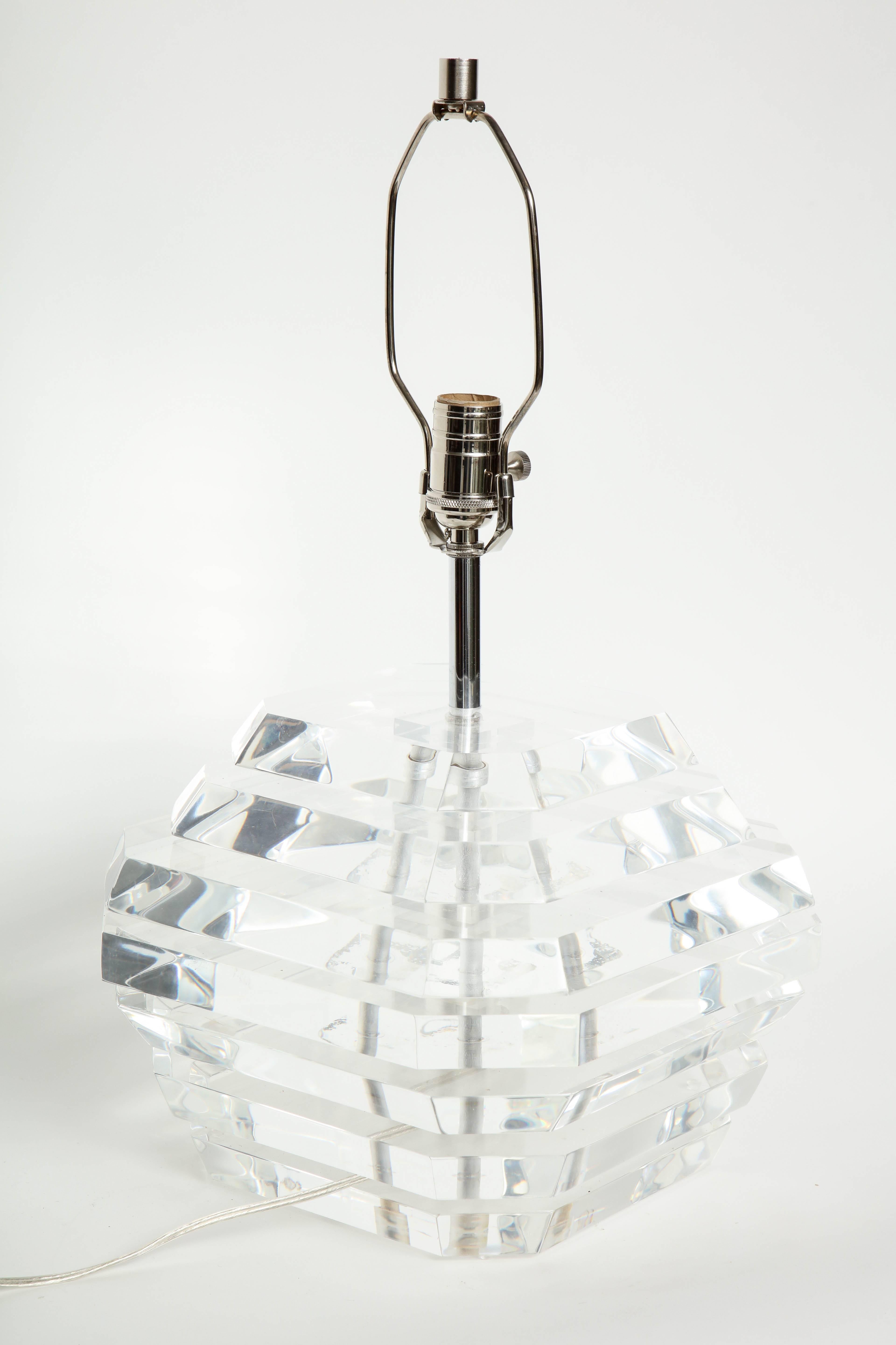 Nickel George Bullio Lucite Lamps For Sale