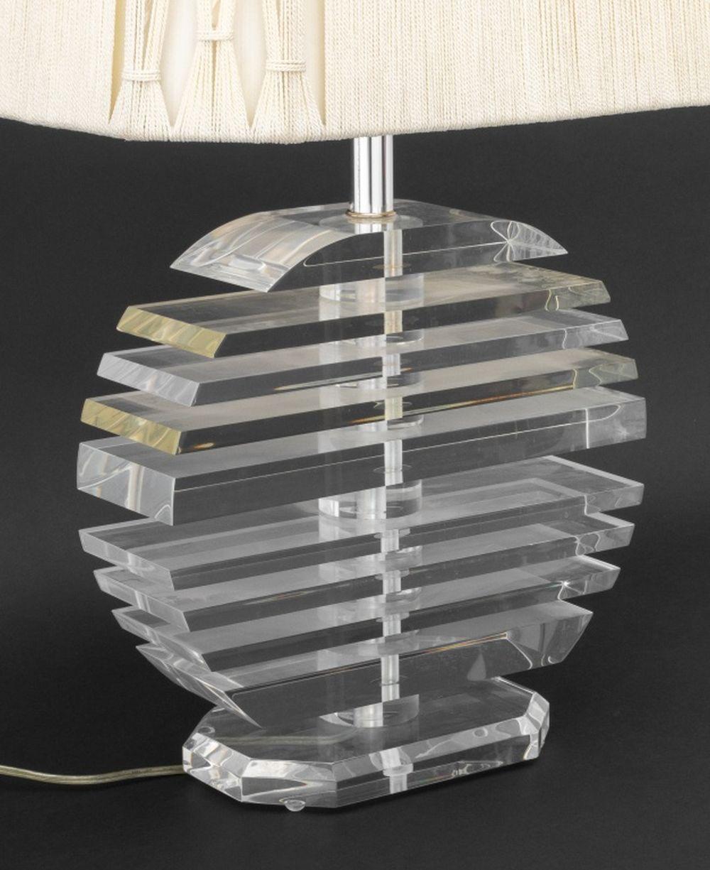 Mid-Century Modern George Bullio Stacked Lucite Table Lamp For Sale