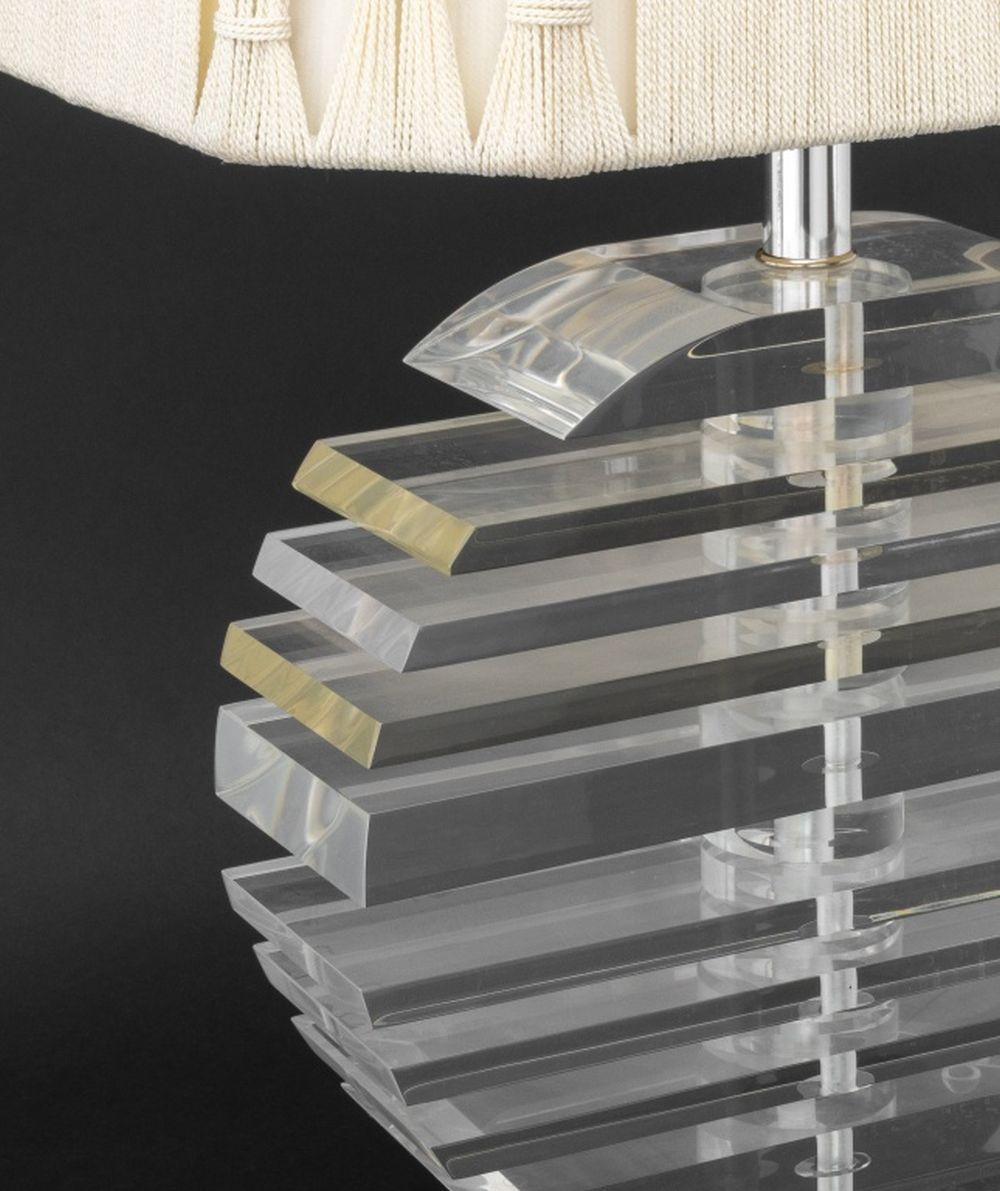 American George Bullio Stacked Lucite Table Lamp For Sale