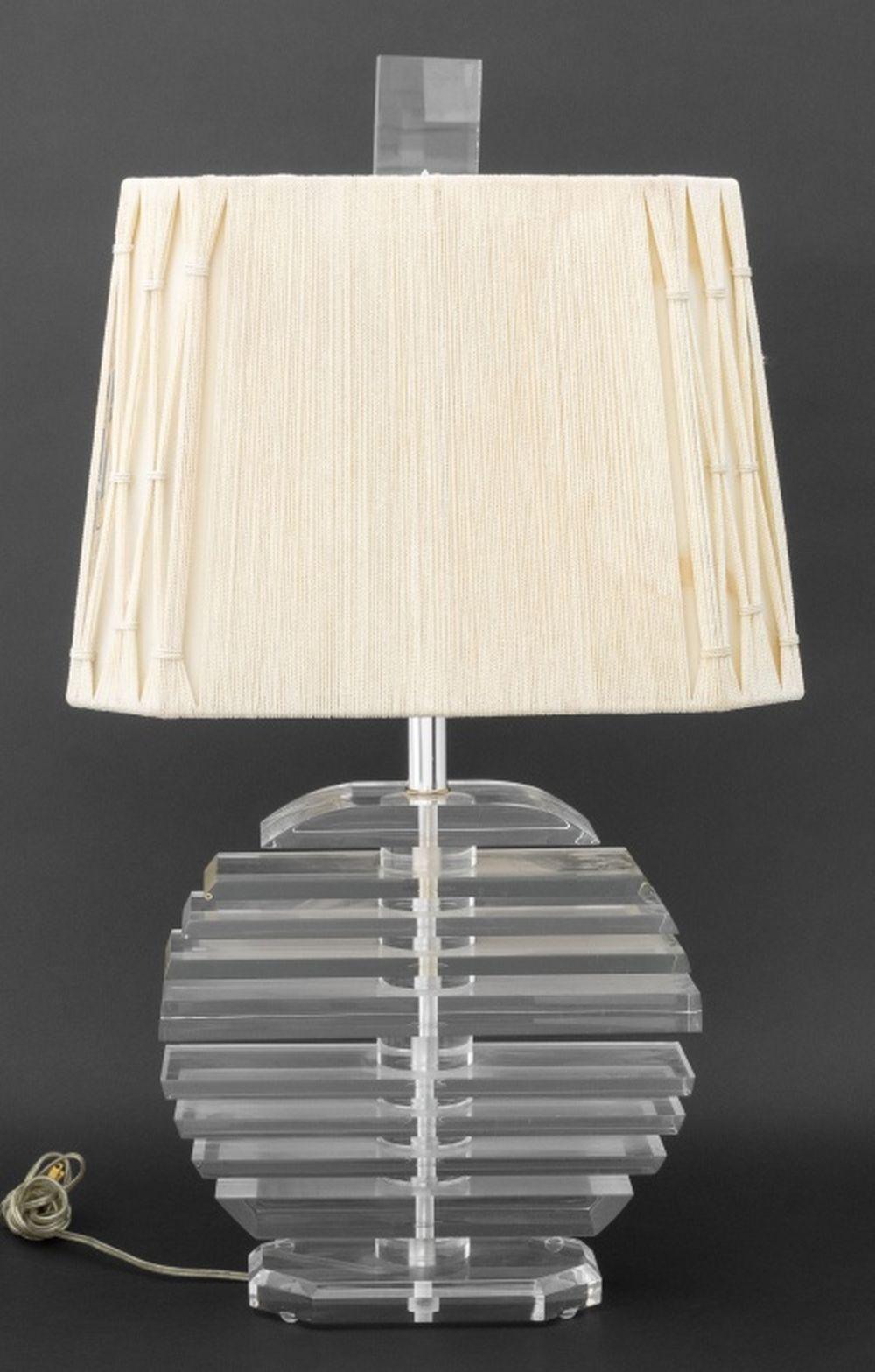 George Bullio Stacked Lucite Table Lamp In Good Condition For Sale In Astoria, NY