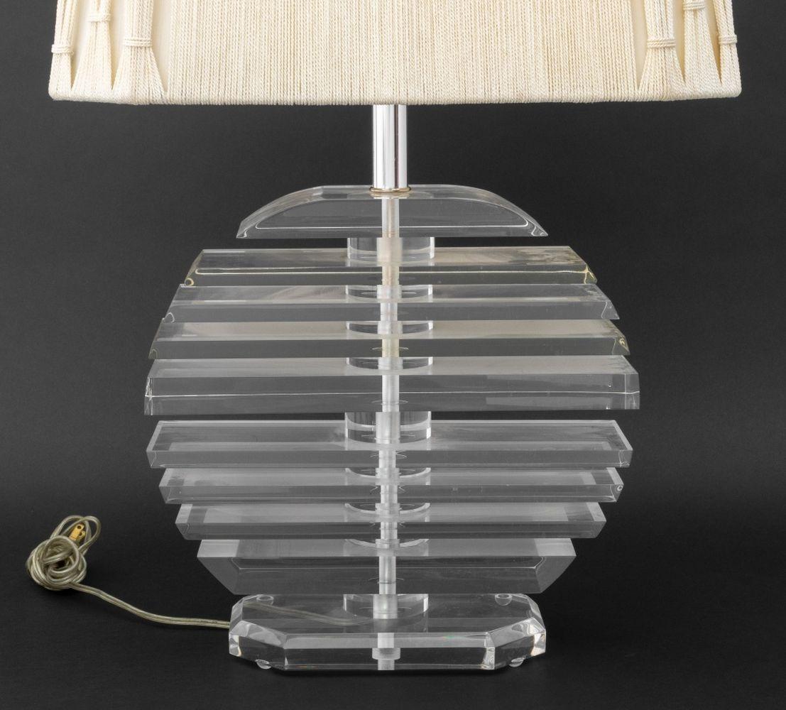 20th Century George Bullio Stacked Lucite Table Lamp For Sale