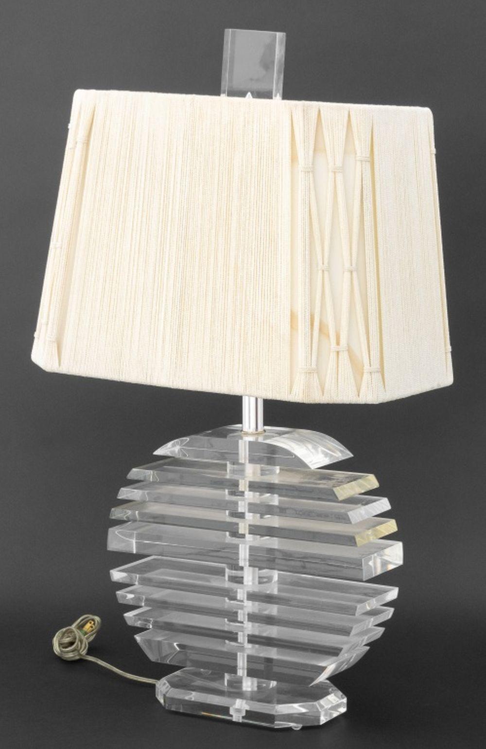 George Bullio Stacked Lucite Table Lamp For Sale 1