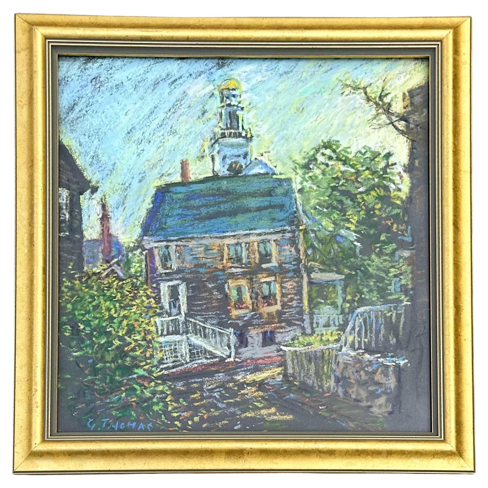 George C Thomas (1934-2020) Pastel "Afternoon Orange Street" For Sale