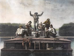 Antique The Jolly Flat Boat Men