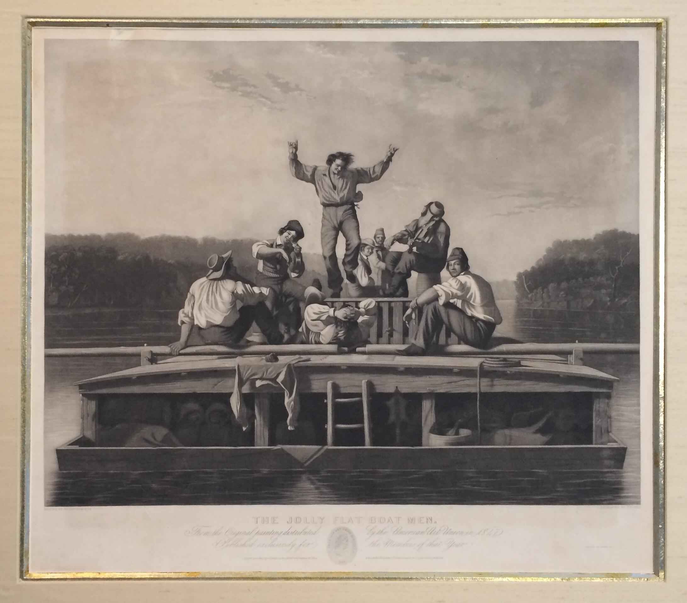 George Caleb Bingham Figurative Print - "The Jolly Flatboatmen" Missouri River Frontier Old West, Louisiana Purchase