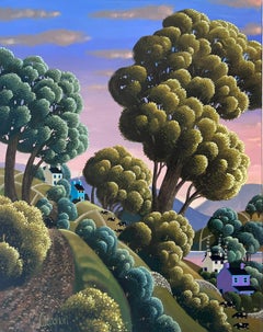 Down to the Lake-original surrealism landscape realism painting-contemporary Art