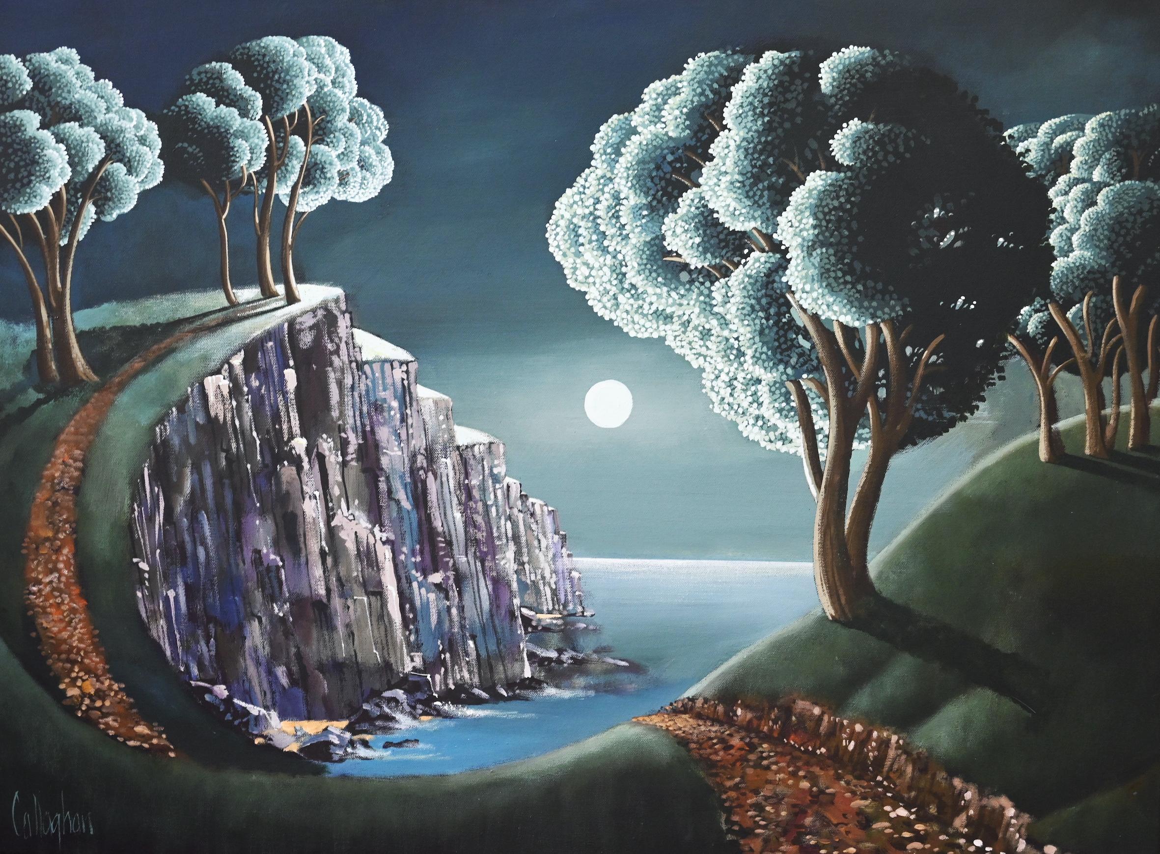 Midnight on the Water- original surrealistische Landschaftsmalerei - zeitgenössische Kunst