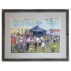 George Carlin Watercolor "At The Circus" Signed