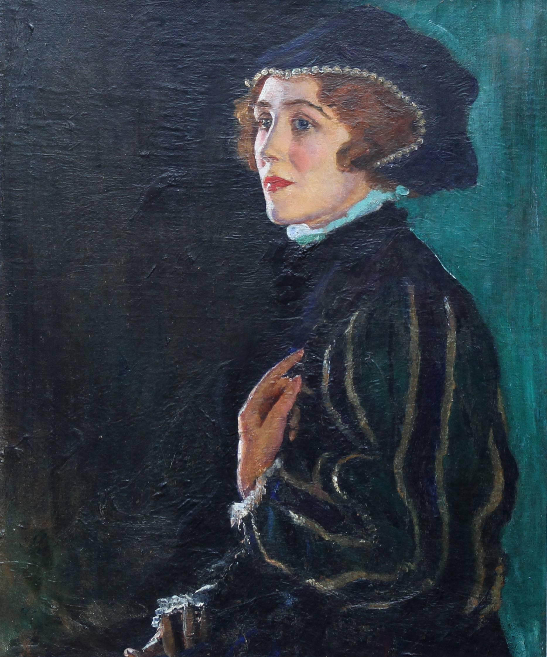 Cecily Byrne as Mary Stewart - British art 30's actress portrait oil painting - Painting by George Carr Drinkwater