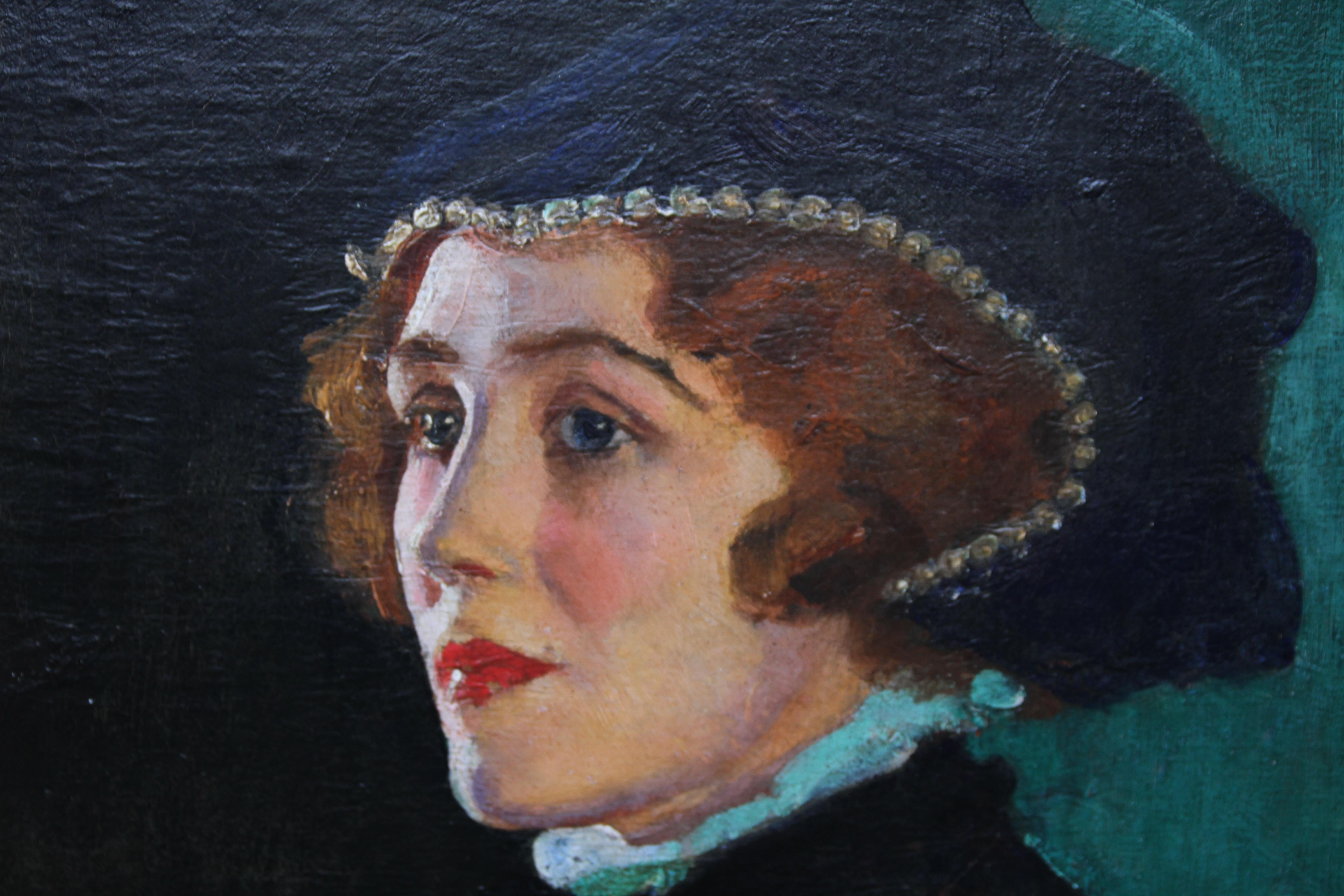 Cecily Byrne as Mary Stewart - British art 30's actress portrait oil painting - Realist Painting by George Carr Drinkwater
