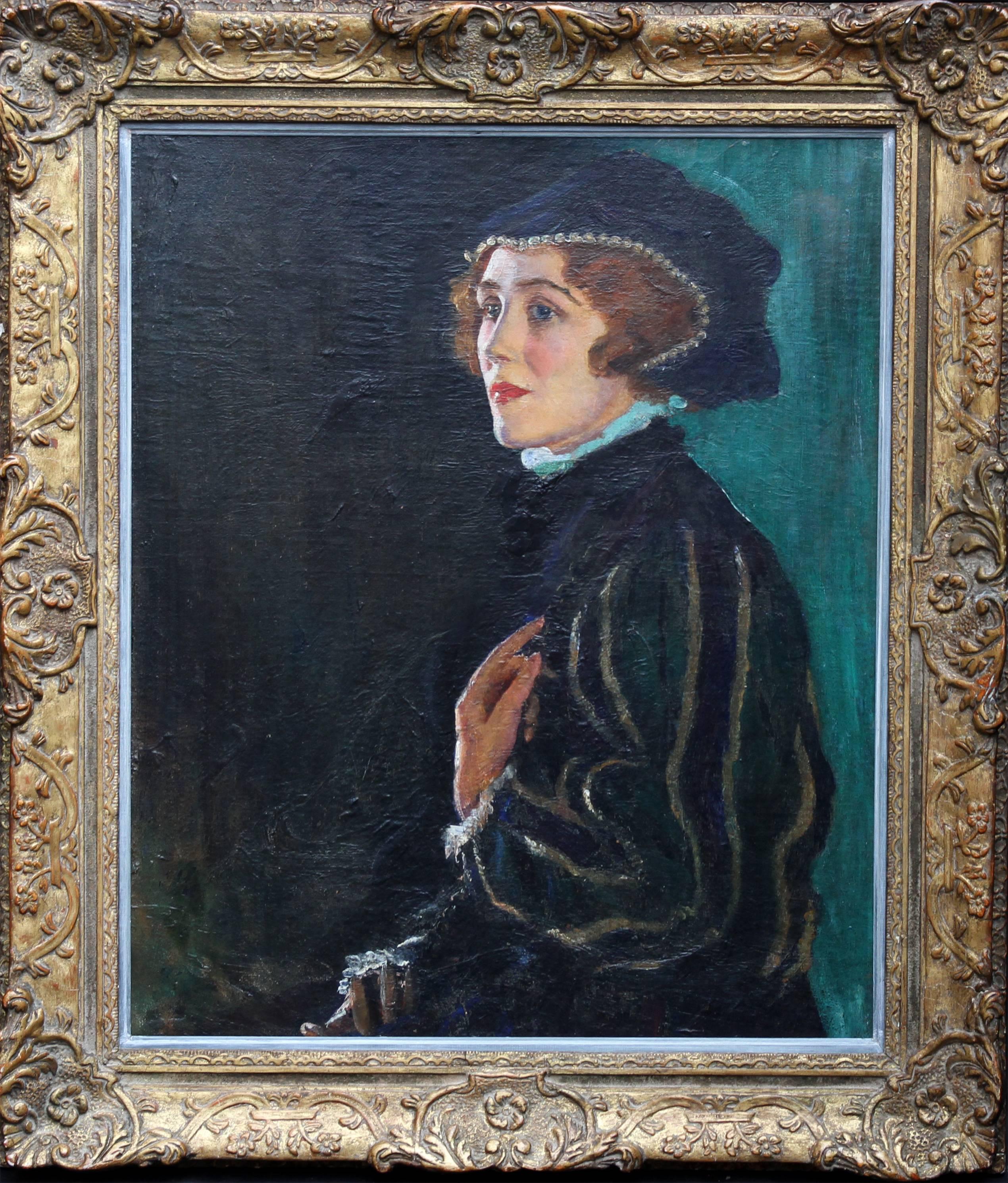 George Carr Drinkwater Portrait Painting - Cecily Byrne as Mary Stewart - British art 30's actress portrait oil painting