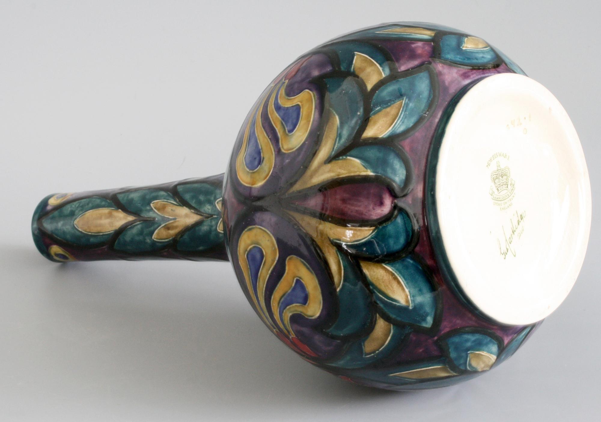 Inizio XX secolo Vaso in ceramica dipinto a mano George Cartlidge Morris Ware Art Deco in vendita