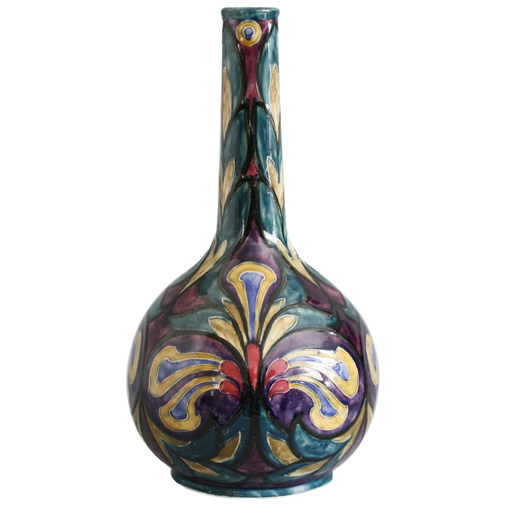 George Cartlidge Morris Ware Art Deco Hand Painted Pottery Vase For Sale