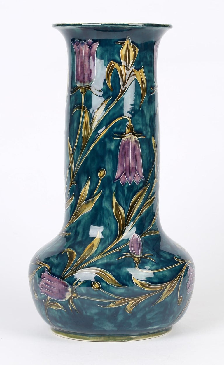 George Cartlidge Morris Ware Large Art Deco Flowering Harebells Vase For Sale 3